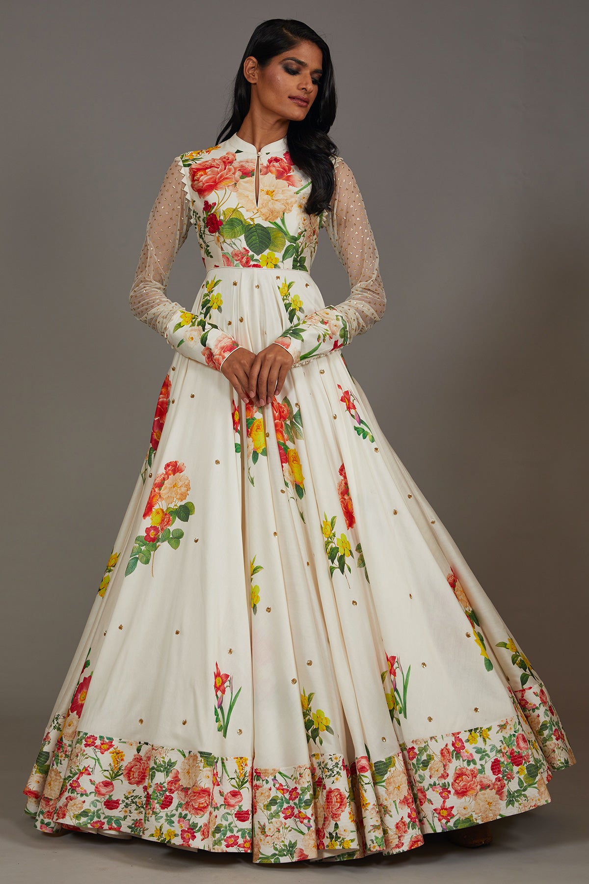 Chanderi Anarkali Set With Digital Print