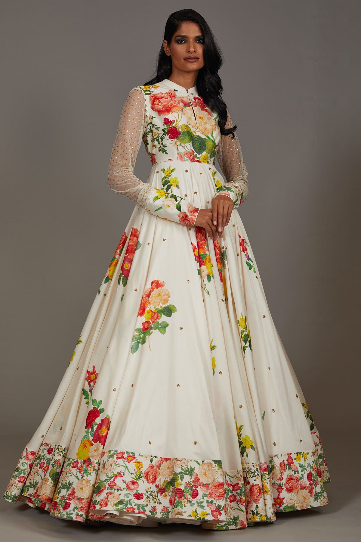 Chanderi Anarkali Set With Digital Print