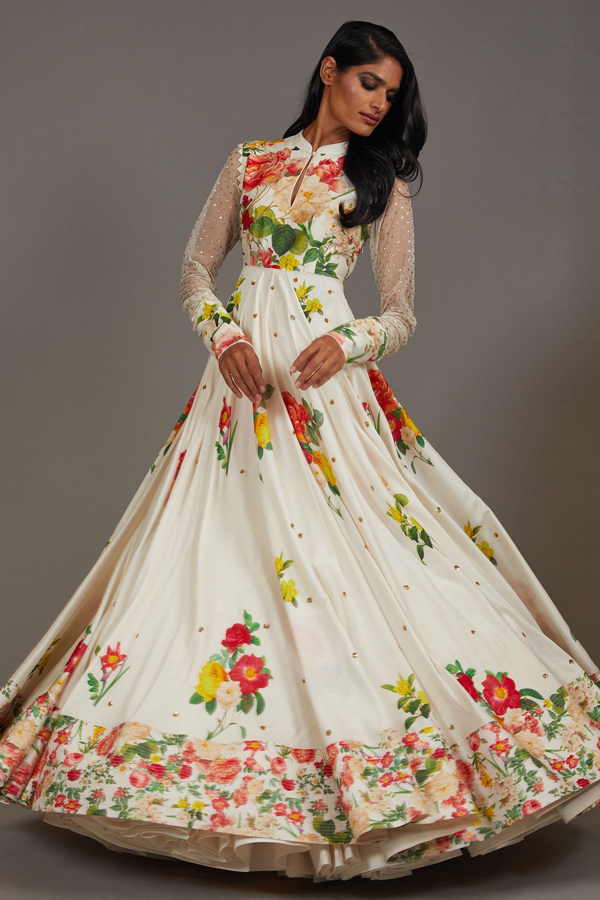 Chanderi Anarkali Set With Digital Print