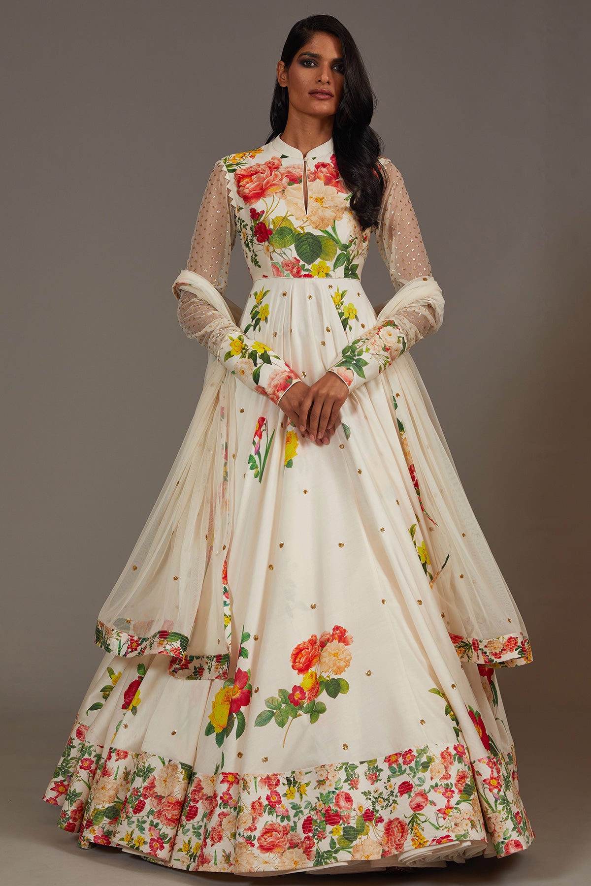 Chanderi Anarkali Set With Digital Print