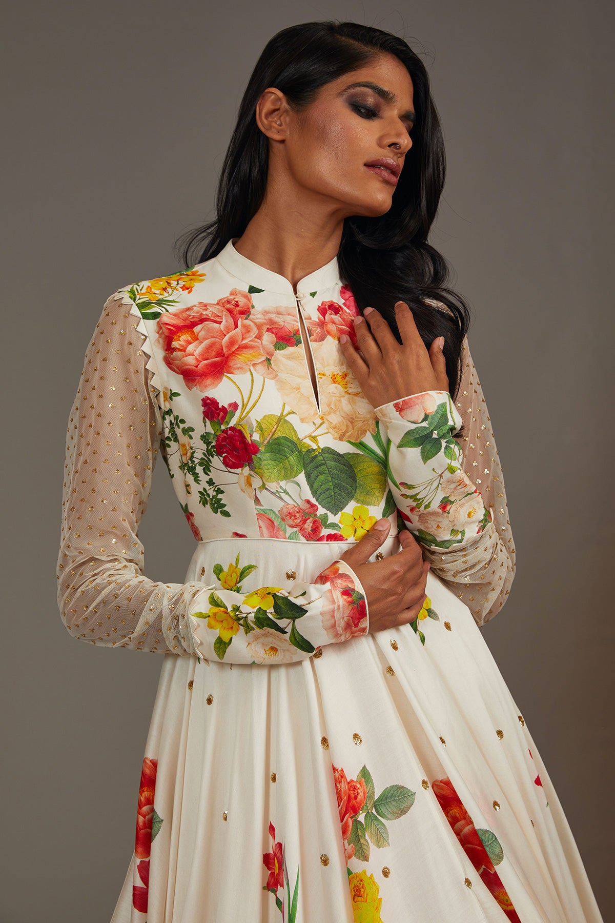 Chanderi Anarkali Set With Digital Print