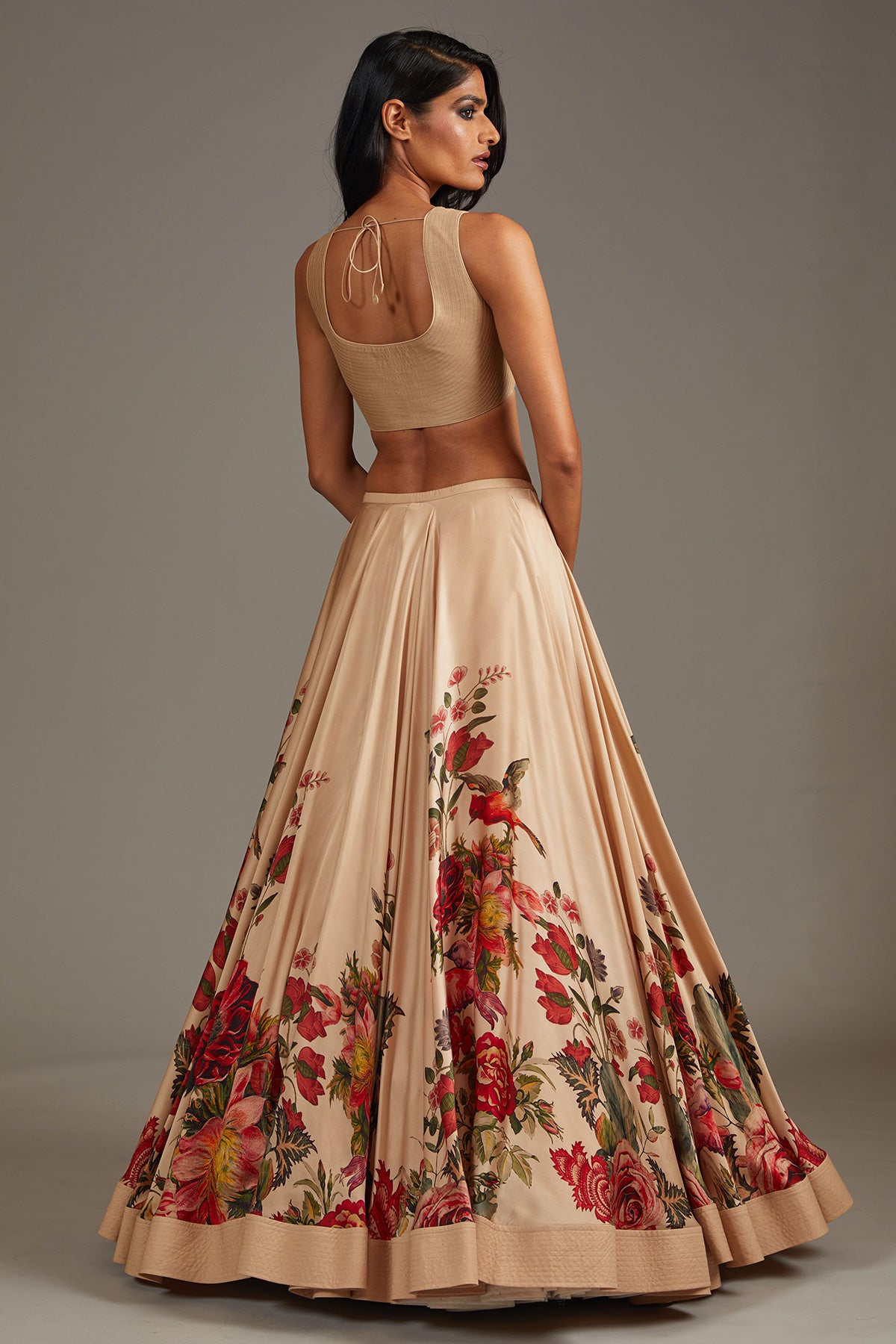 Digital Printed Satin Lehenga Set With Net Dupatta