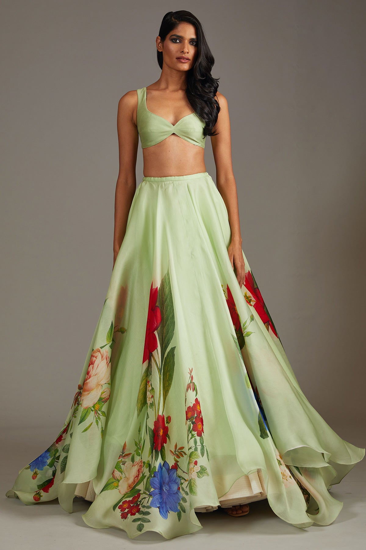 Organza Lehenga Set With Digital Print
