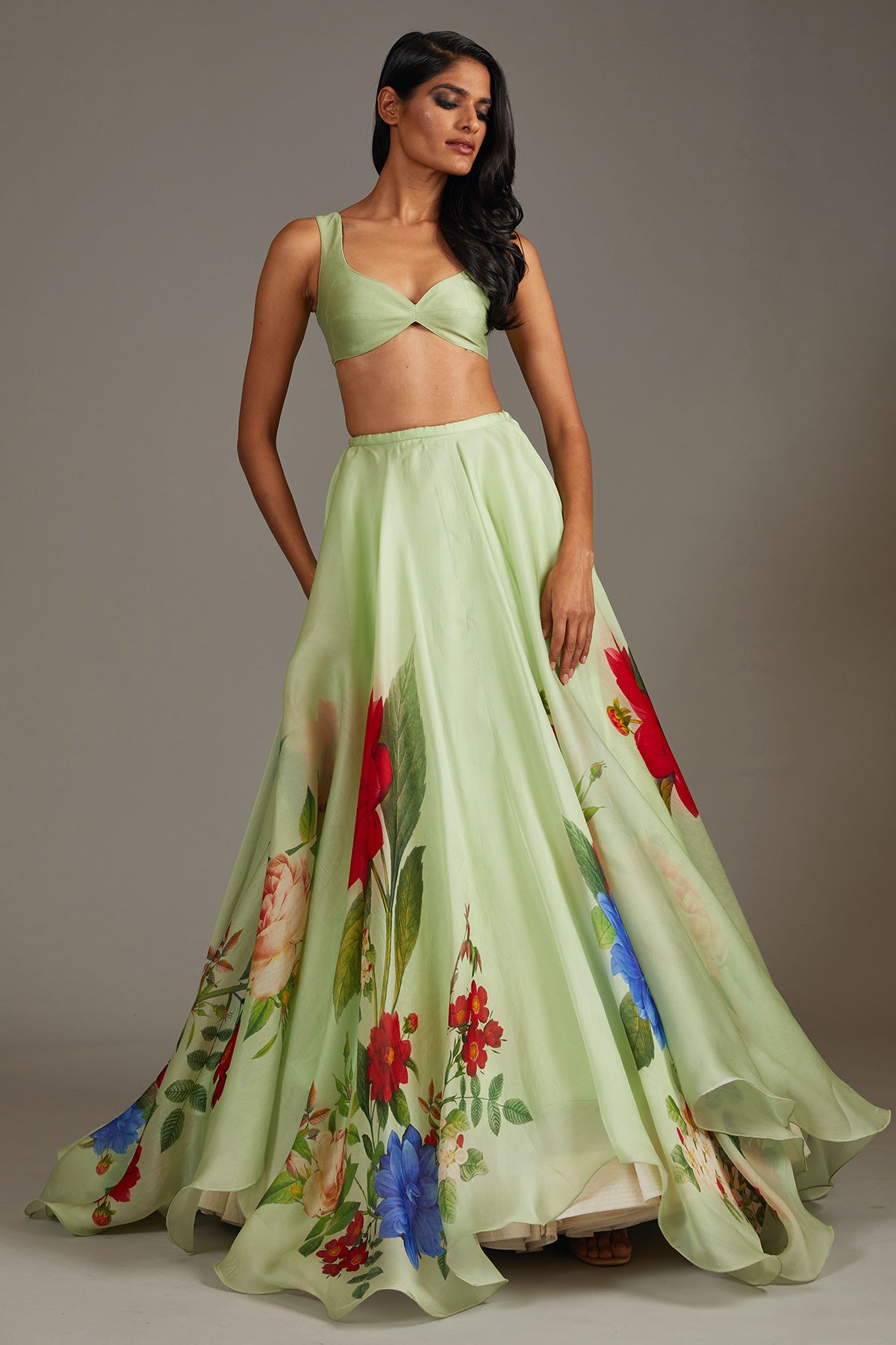 Organza Lehenga Set With Digital Print