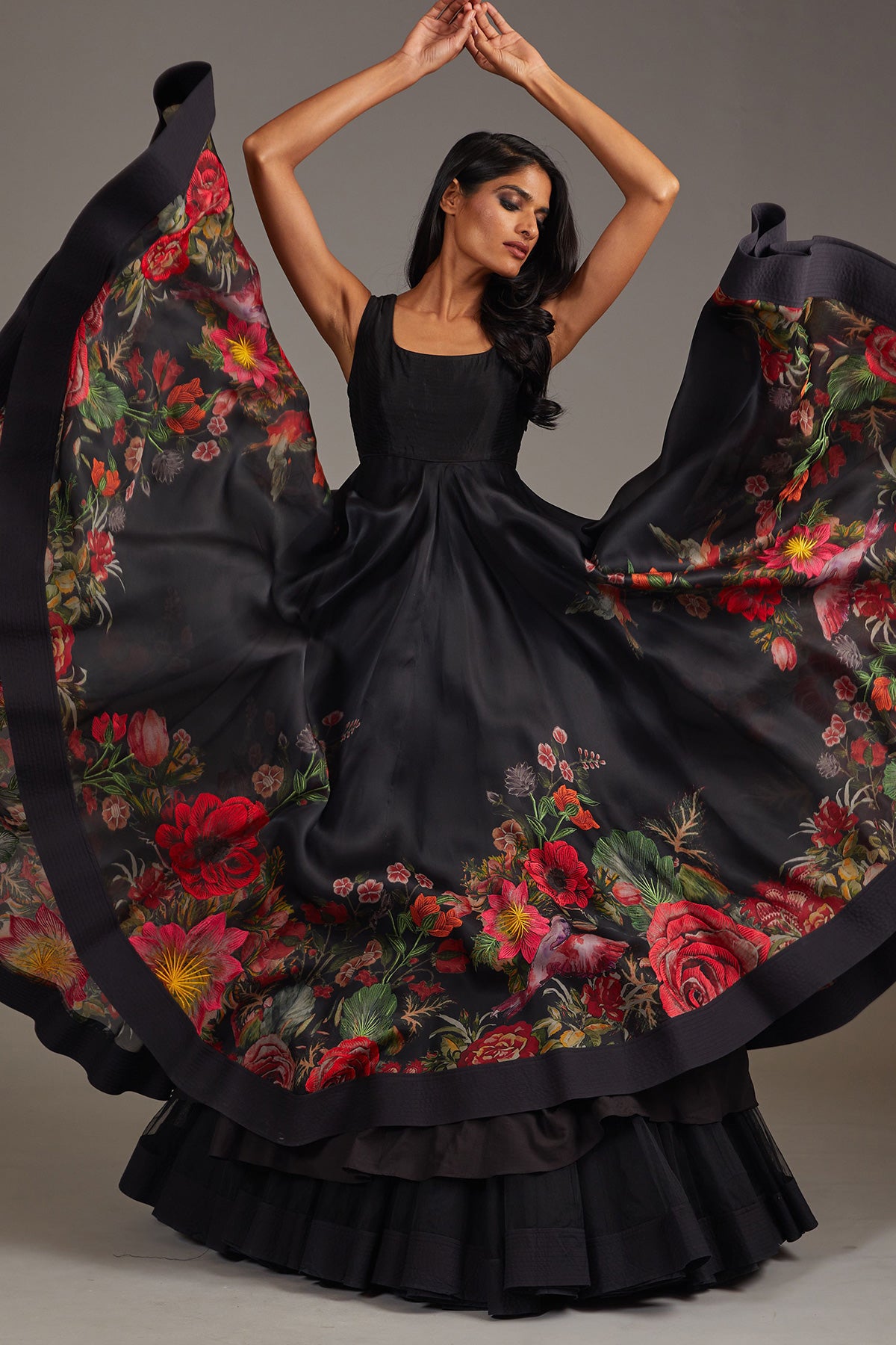 Organza Anarkali Set With Digital Print