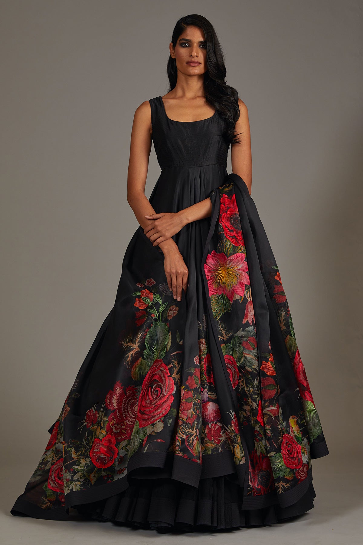 Organza Anarkali Set With Digital Print