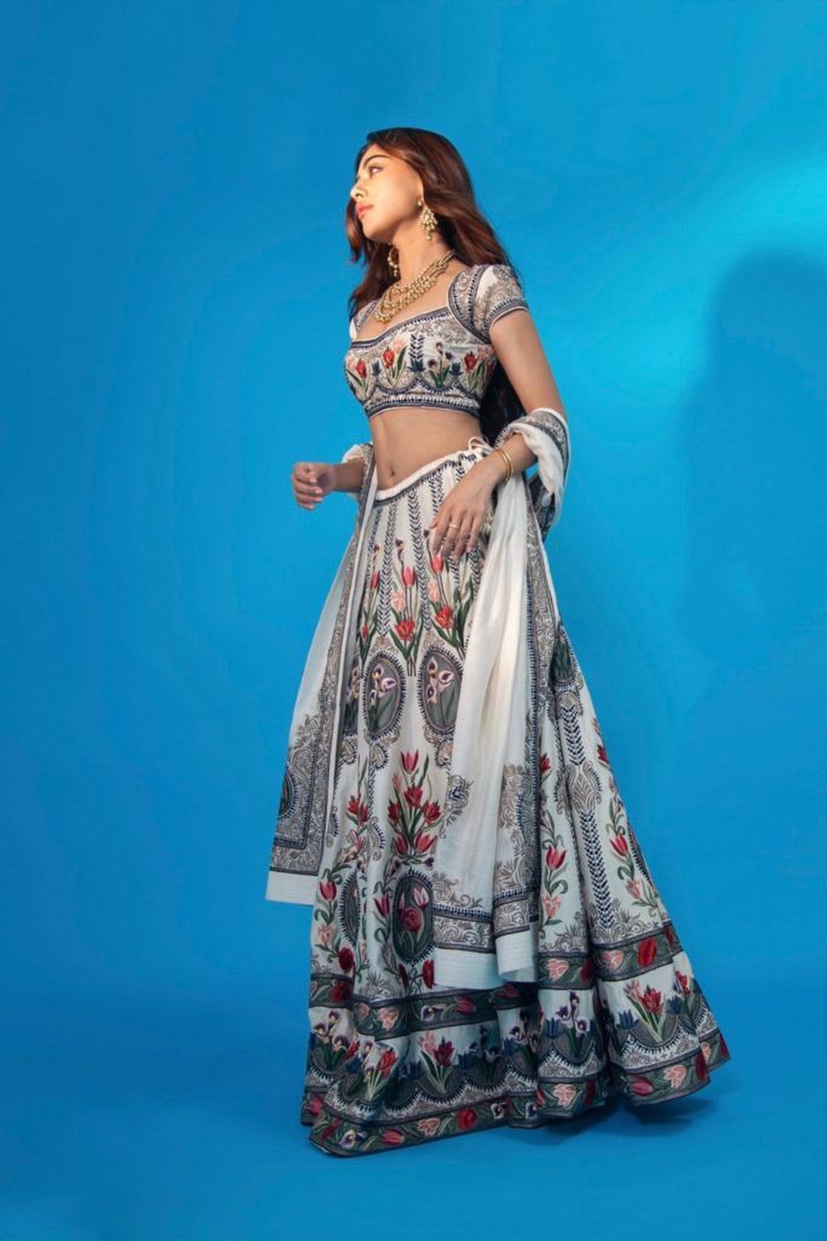 Elegant Ivory Chanderi Lehenga Set