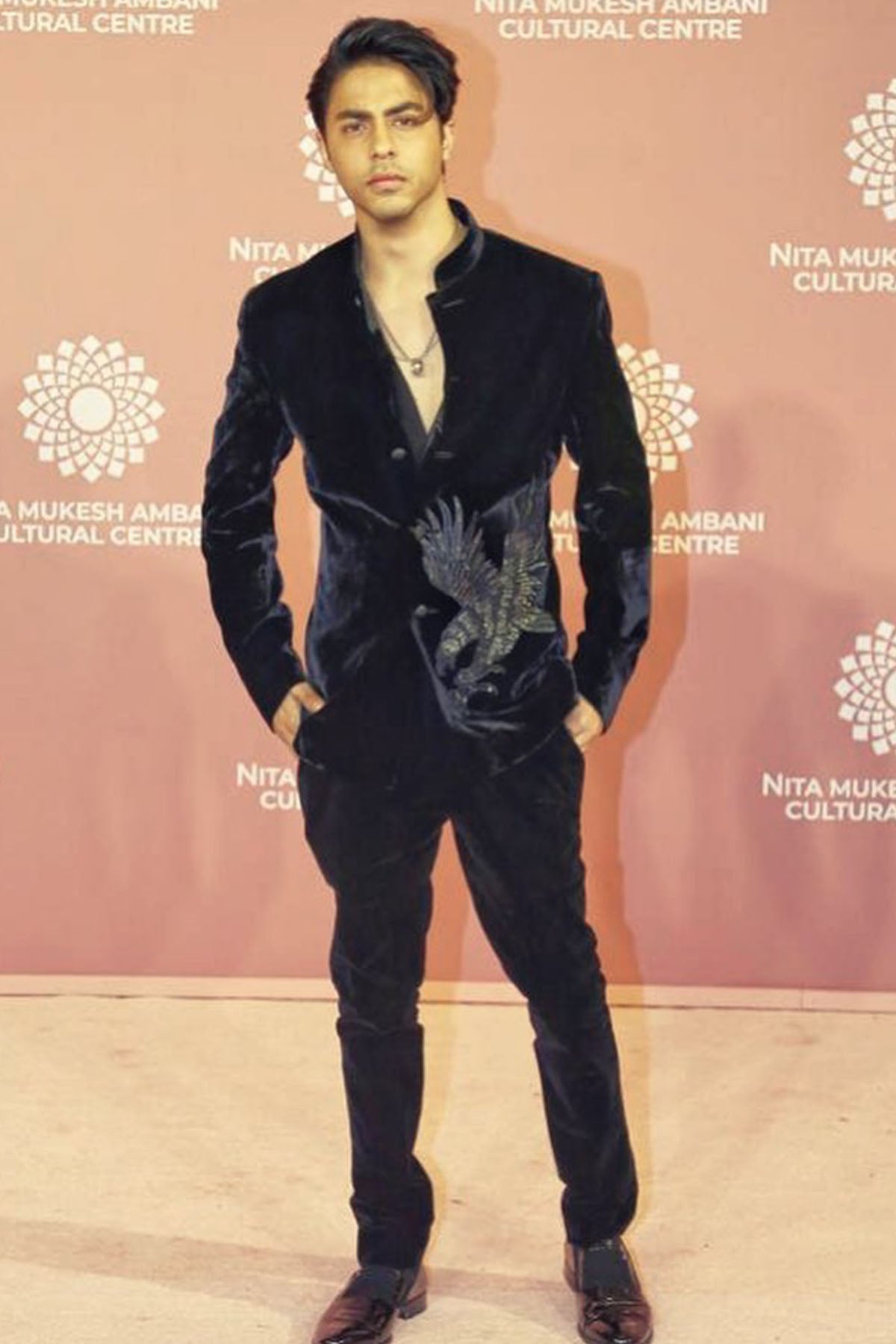 Men's Black Velvet Bandhgala With Embroidery