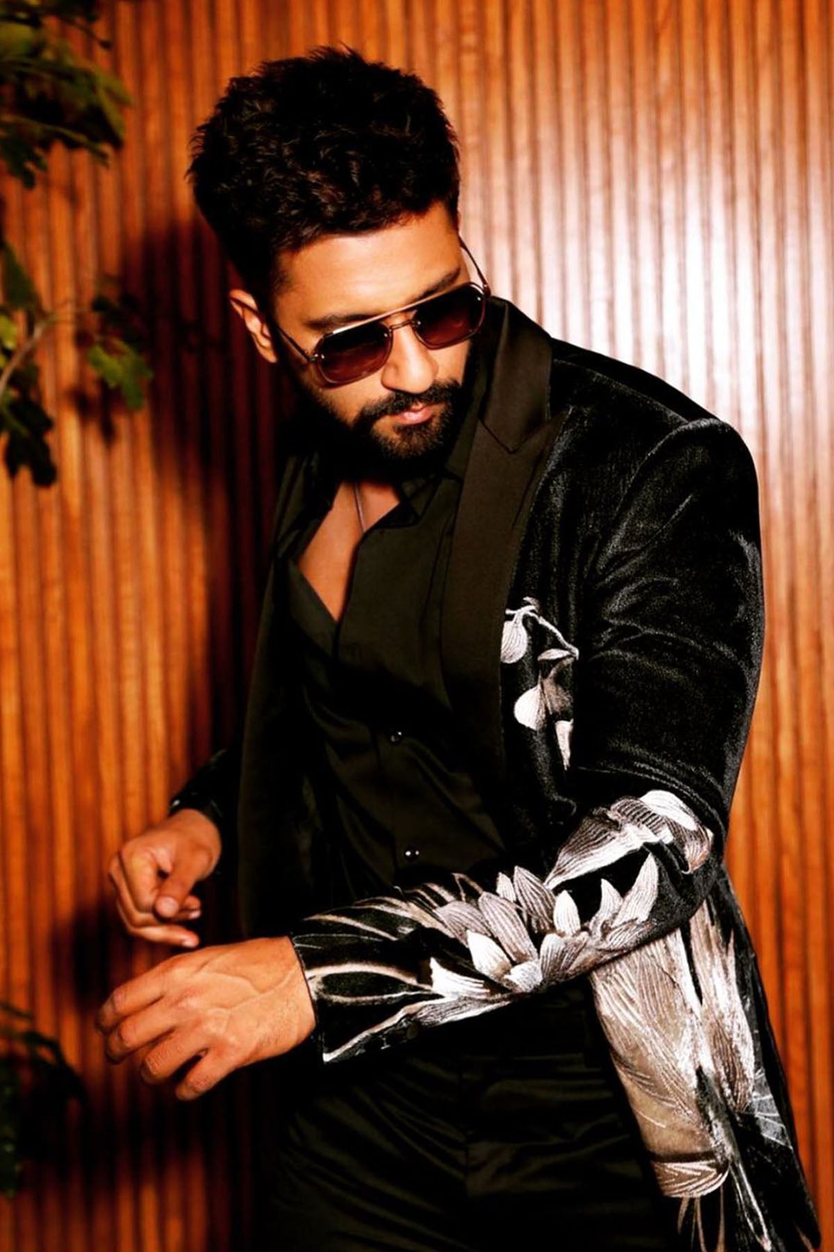 Black Velvet Tuxedo With Floral Embroidery