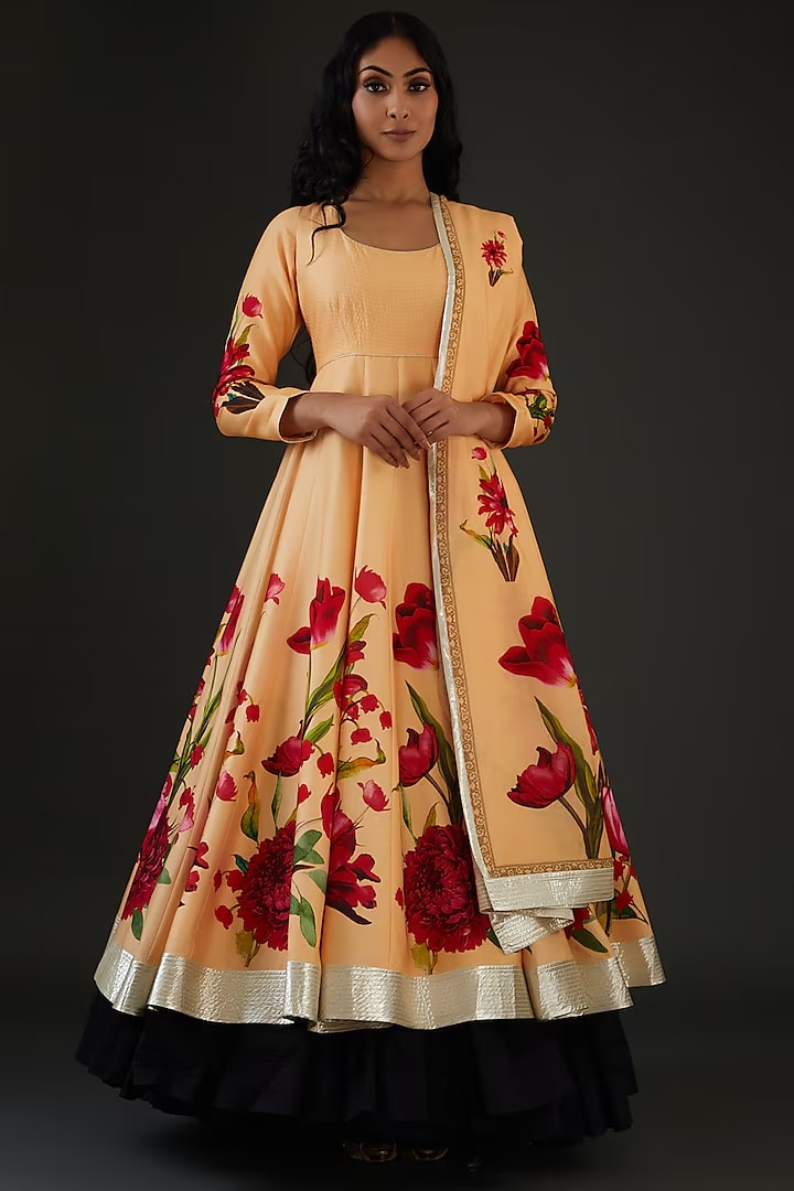 Chanderi Anarkali Set with Digital Printed