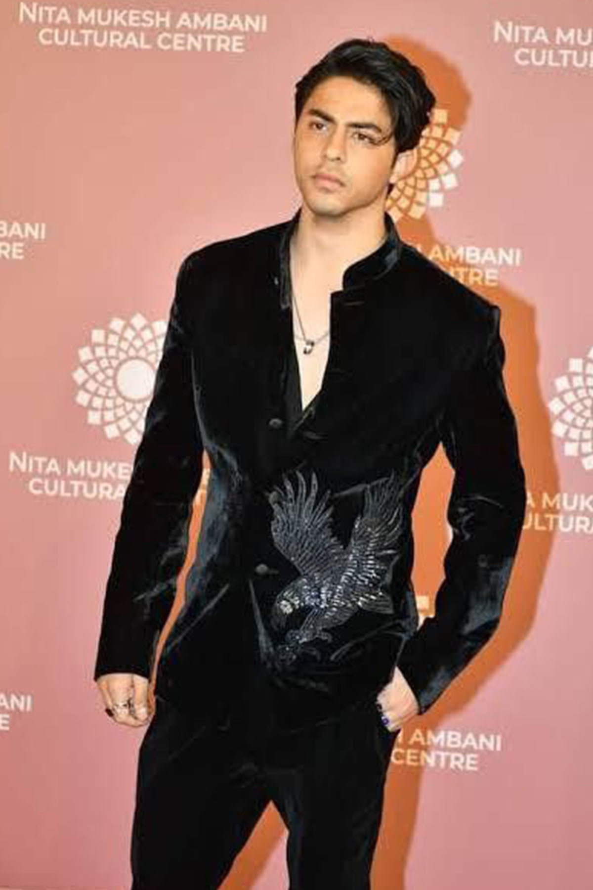 Men's Black Velvet Bandhgala With Embroidery