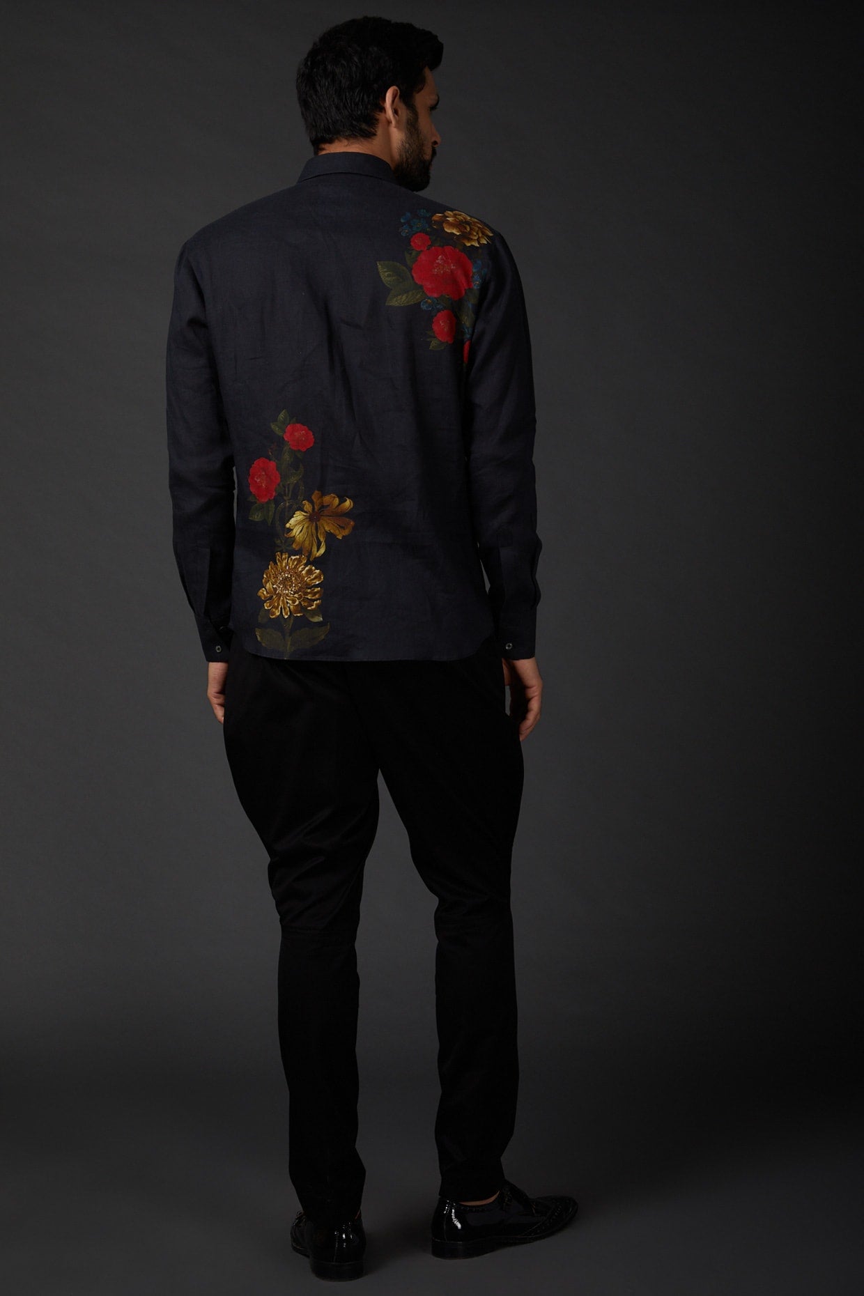 Men's Indigo Blue Shirt with Digital Print