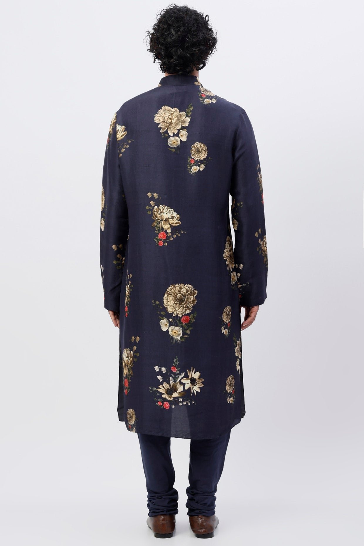 Men Indigo Blue Printed Kurta Set