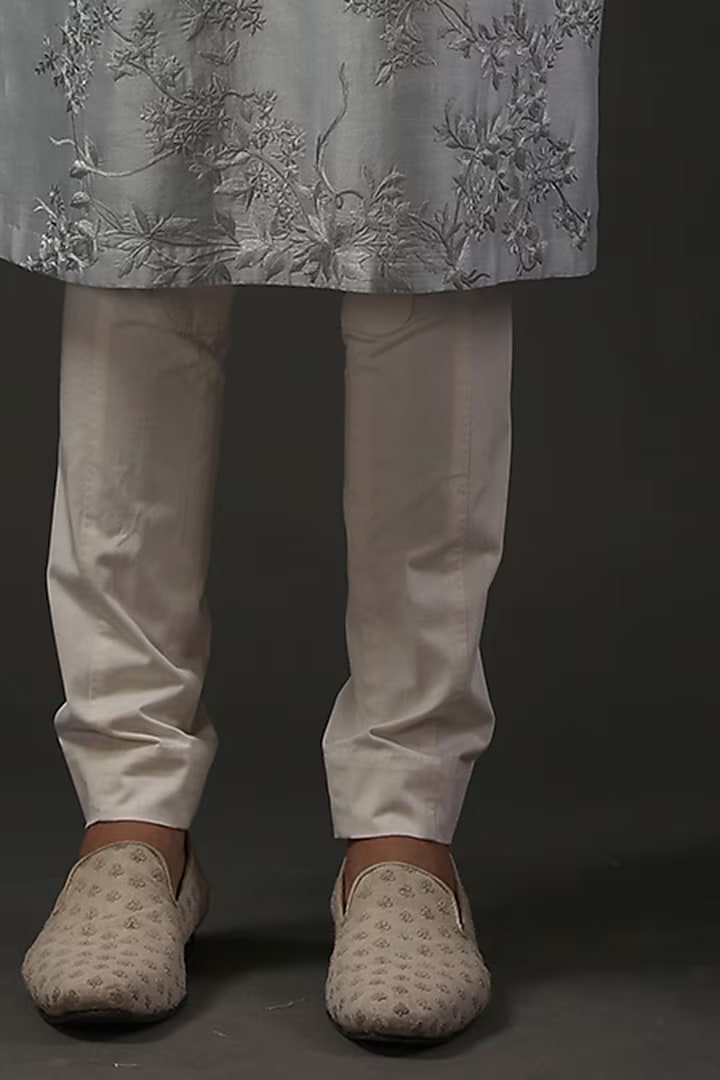 Men Powder Blue Resham Embroidered Kurta Set