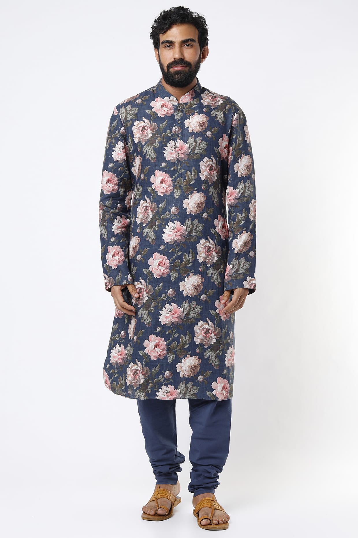 Linen Printed Kurta With Cotton Churidar