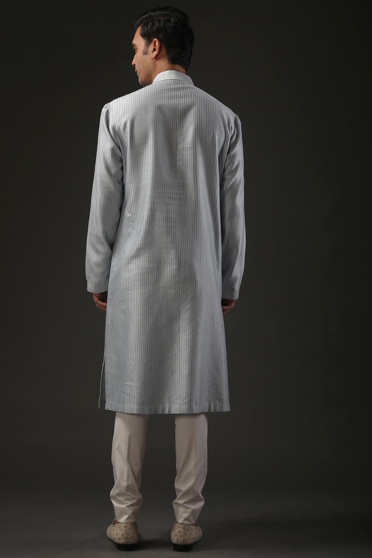 Men Powder Blue Resham Embroidered Kurta Set