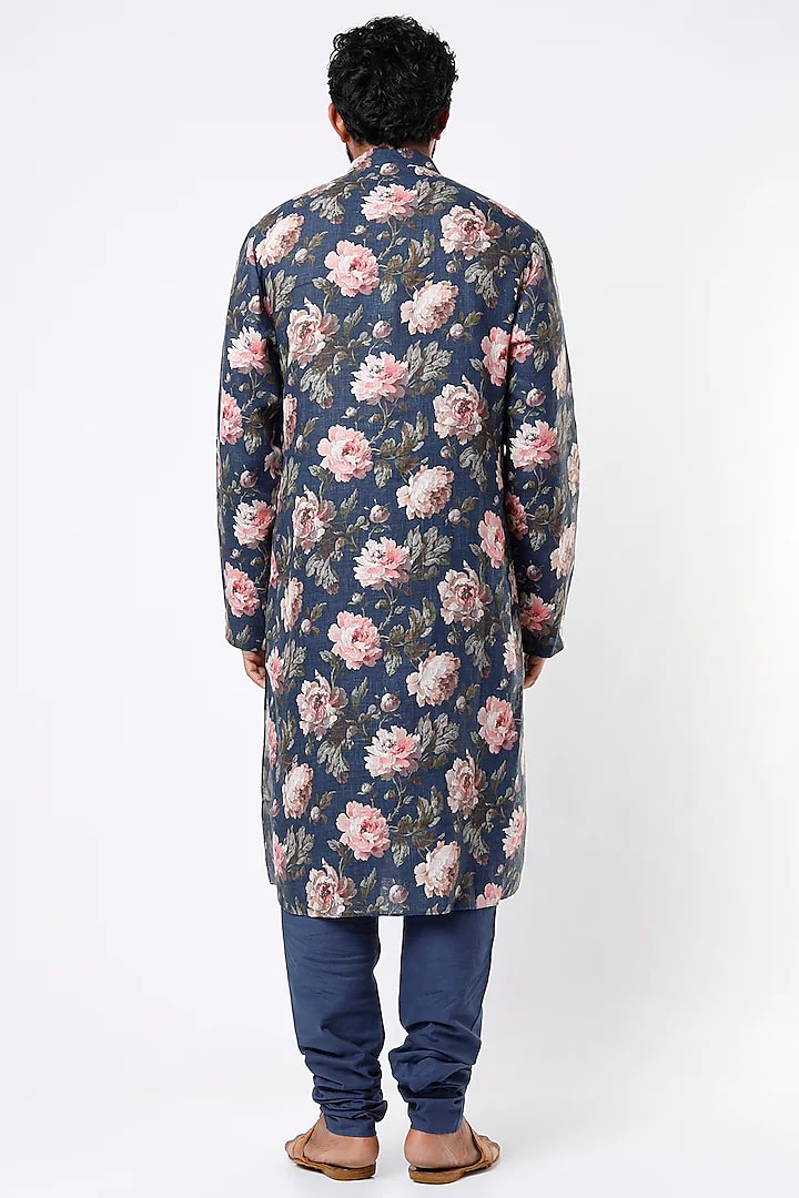 Linen Printed Kurta With Cotton Churidar
