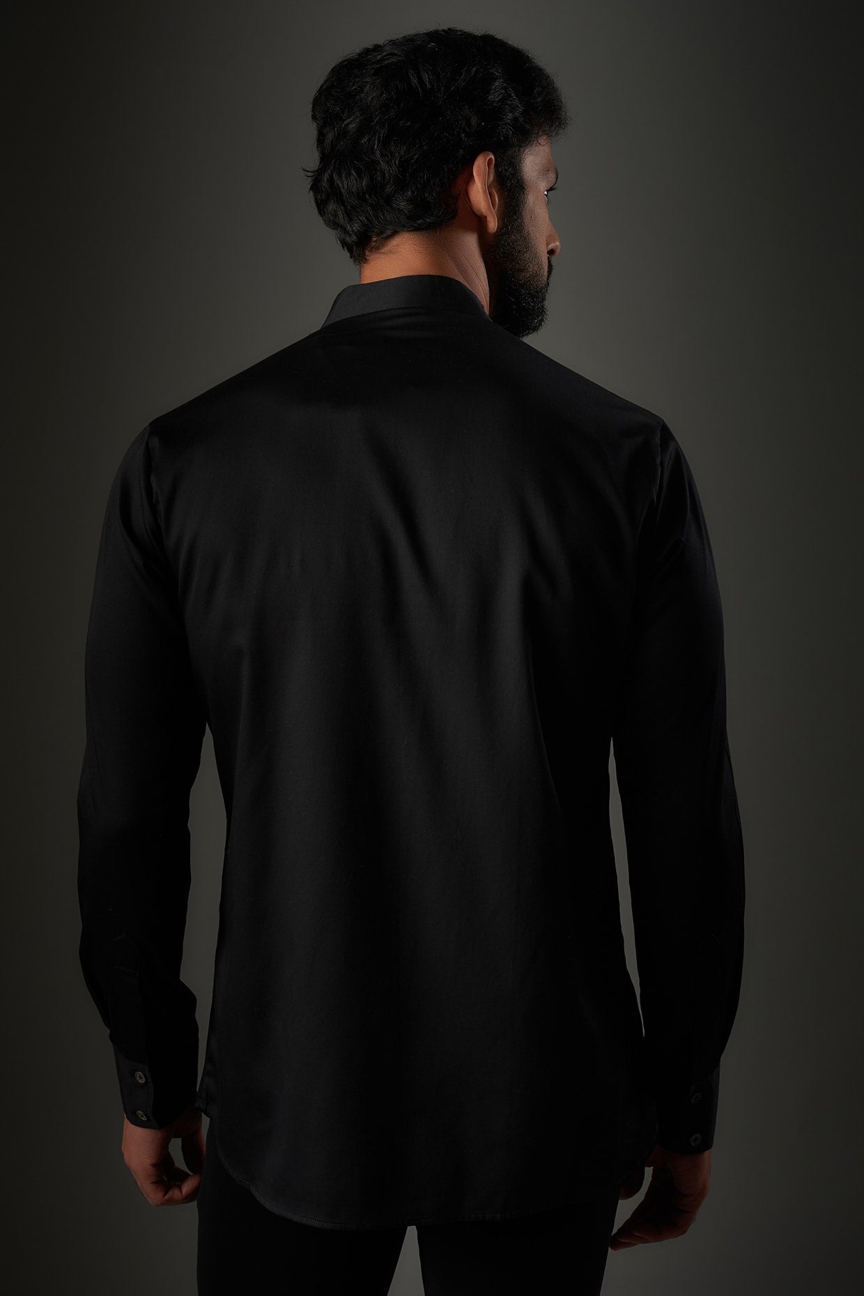 Black Poplin Shirt With Embroidery