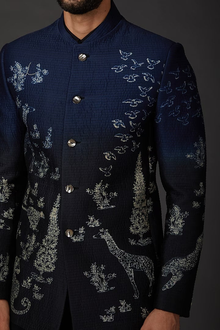 Indigo Blue Shibori Bandhgala
