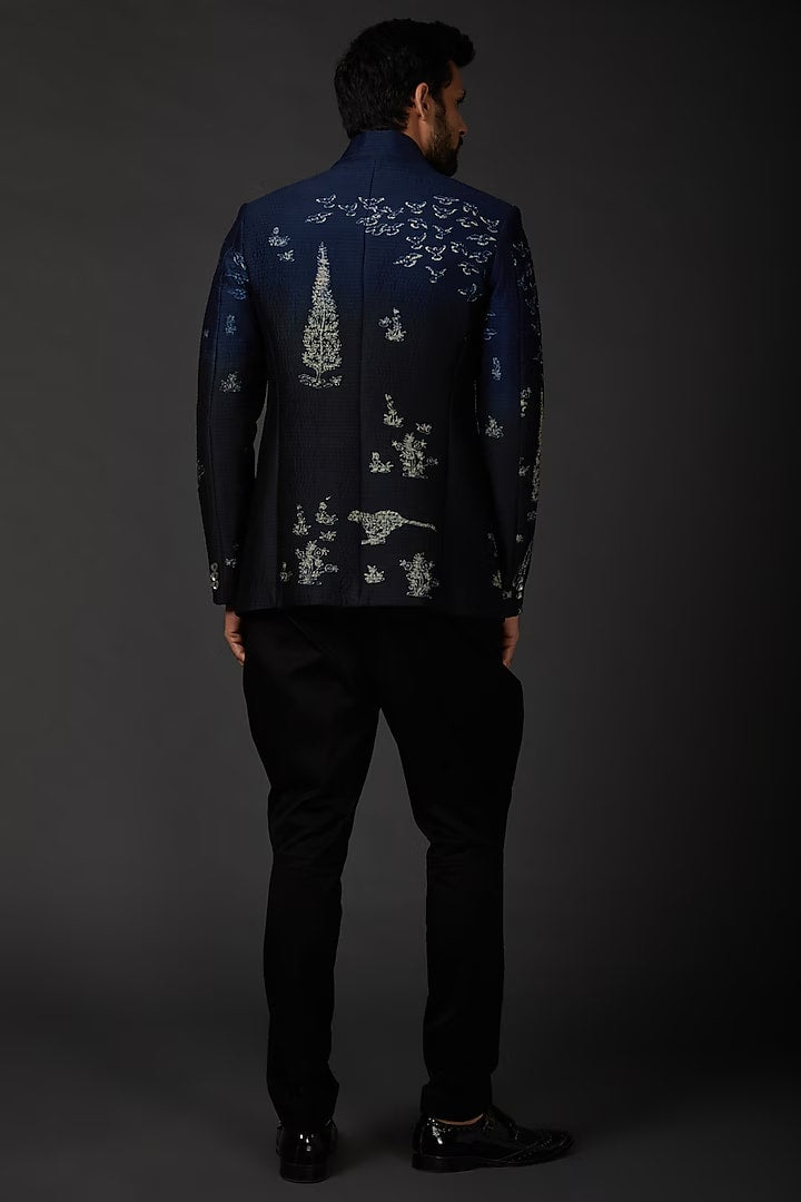Indigo Blue Shibori Bandhgala