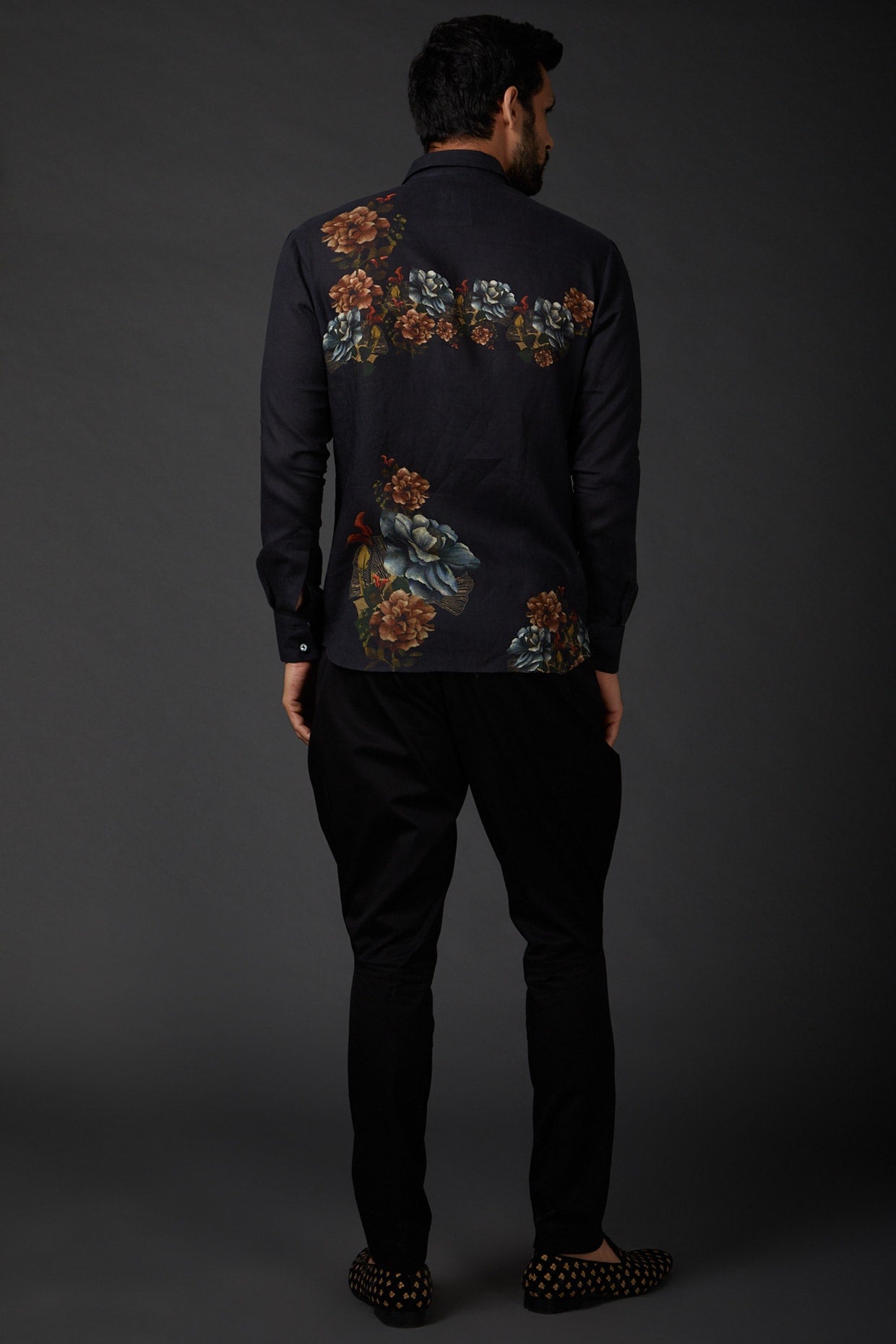 Men's Indigo Blue Shirt with Digital Print