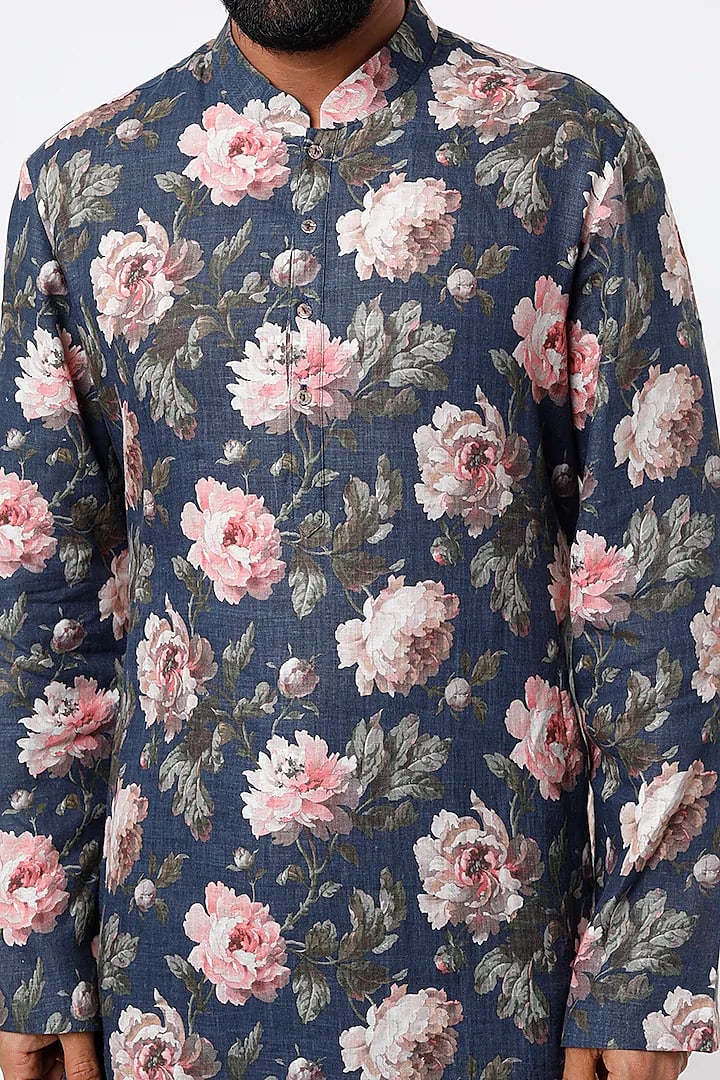 Linen Printed Kurta With Cotton Churidar