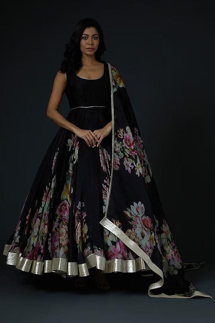 Chanderi Anarkali Set with Digital Printed