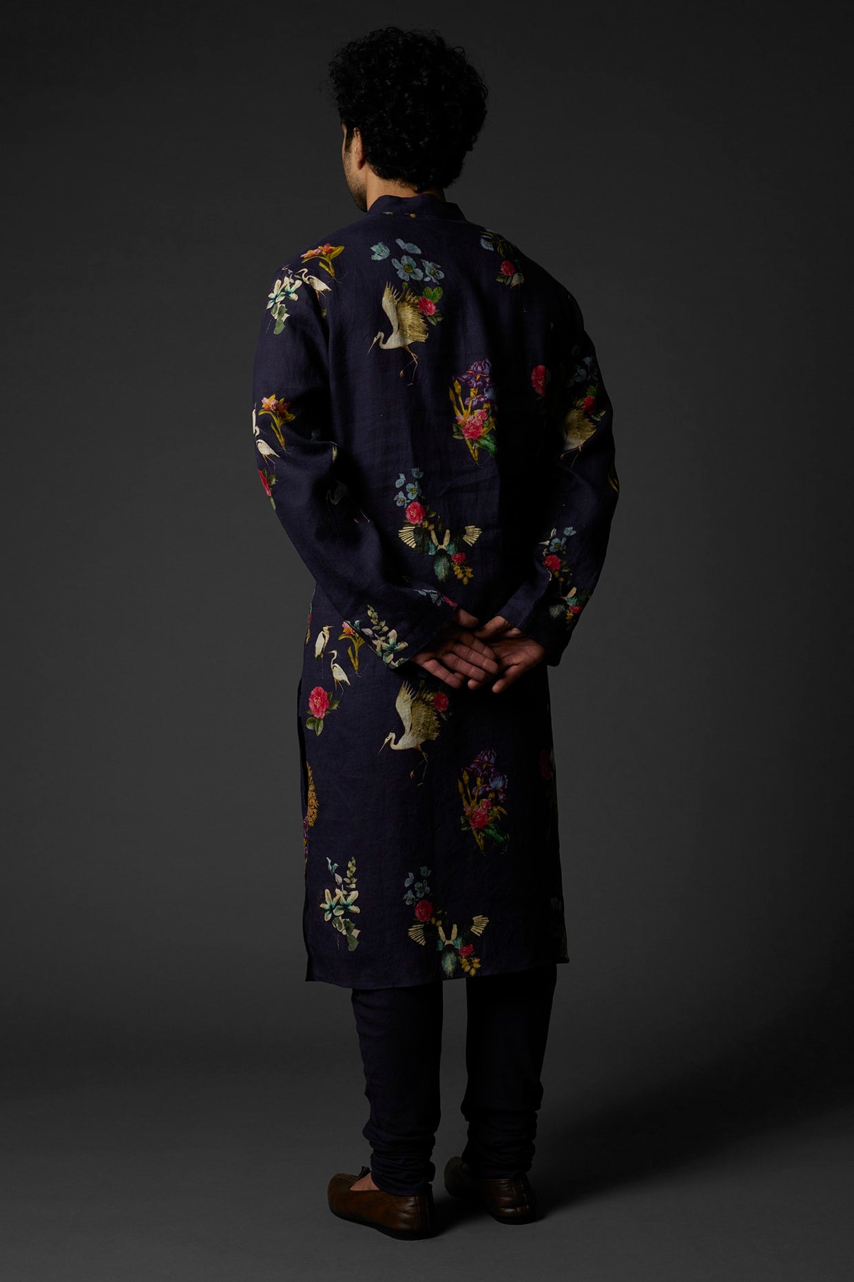 Men's Indigo Blue Printed Kurta Set