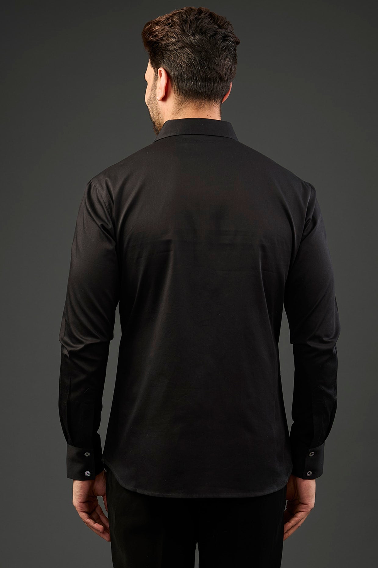 Black Poplin Shirt With Embroidery