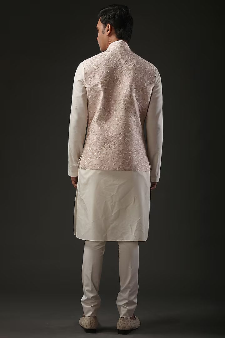 Powder Pink Embroidered bundi