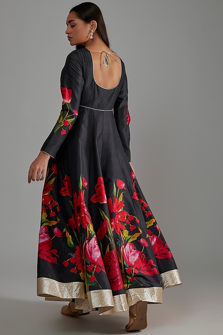 Chanderi Anarkali Set With Digital Print