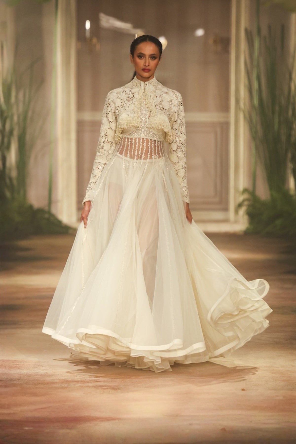 Ivory Net Dress Set