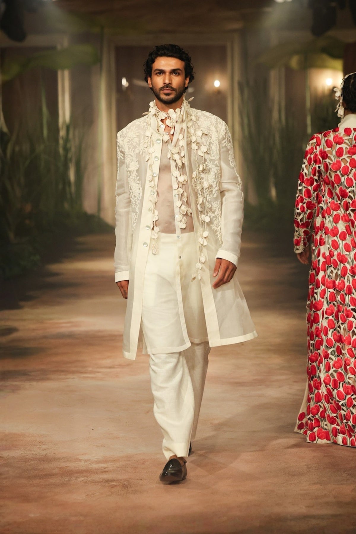 Ivory Organza Mens Sherwani