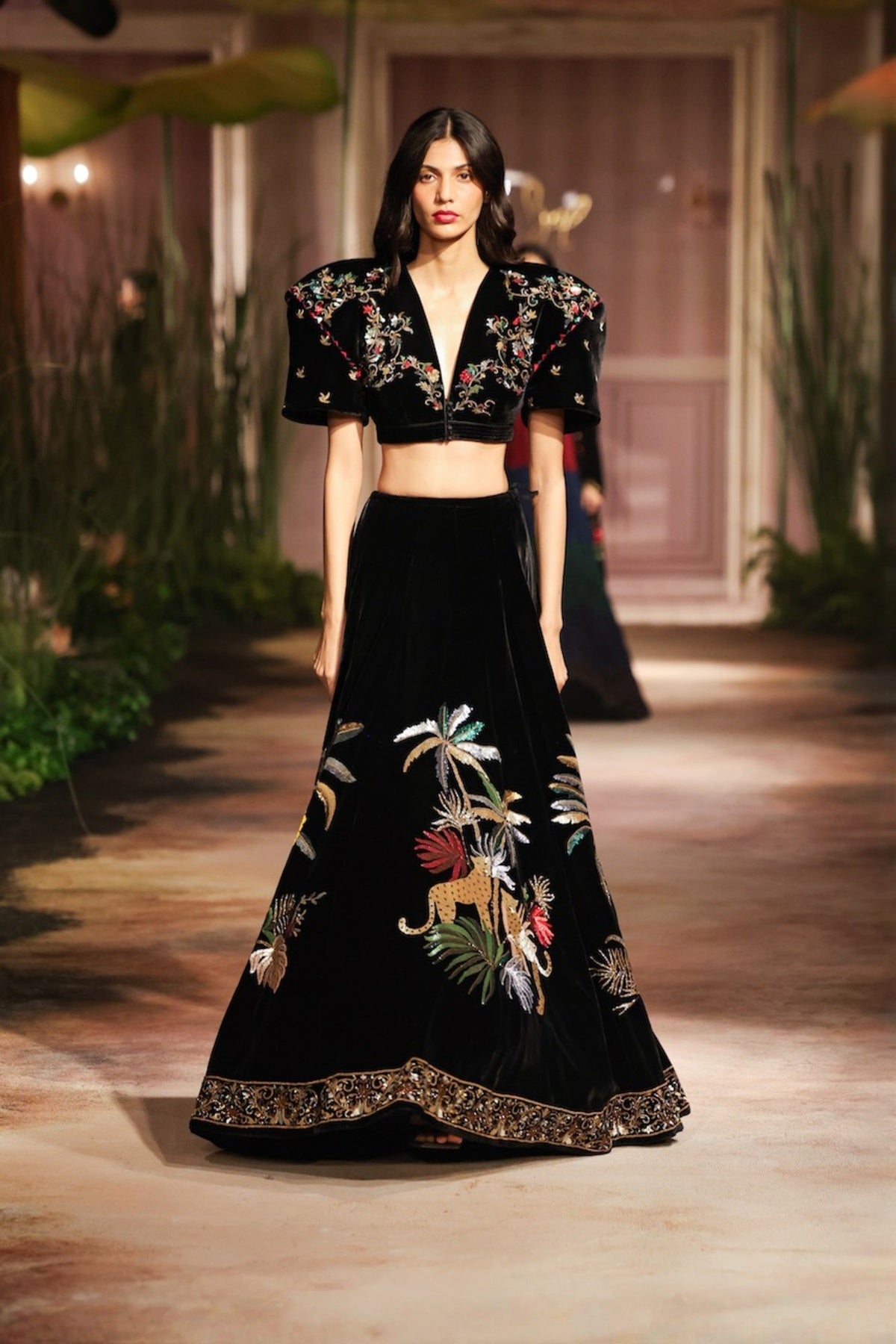 Black Velvet Skirt Set
