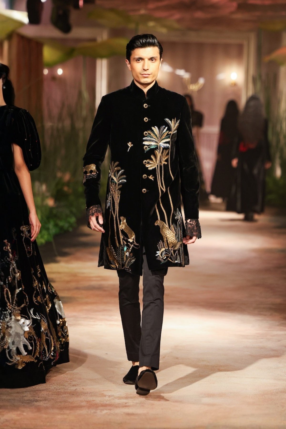 Black Velvet Mens Sherwani