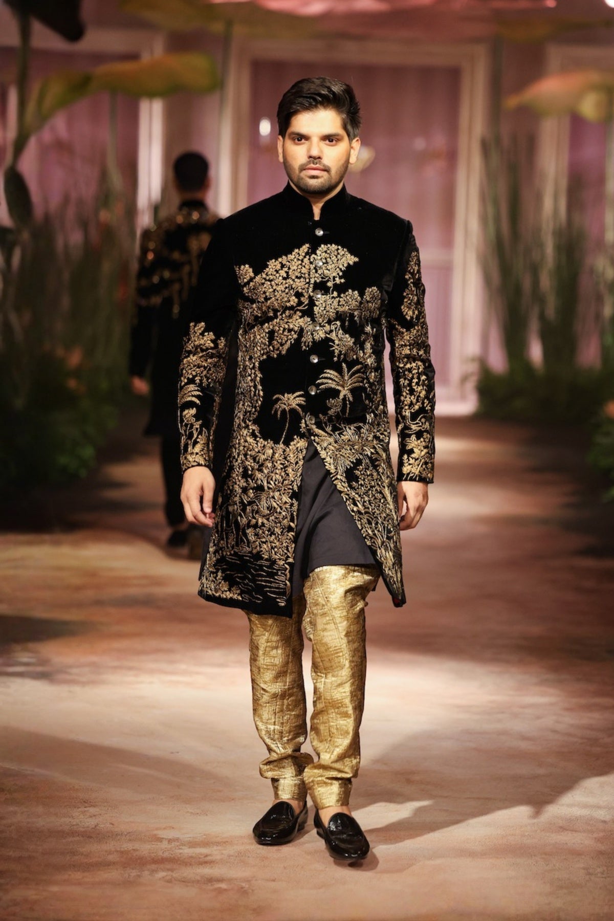 Black Velvet Mens Sherwani