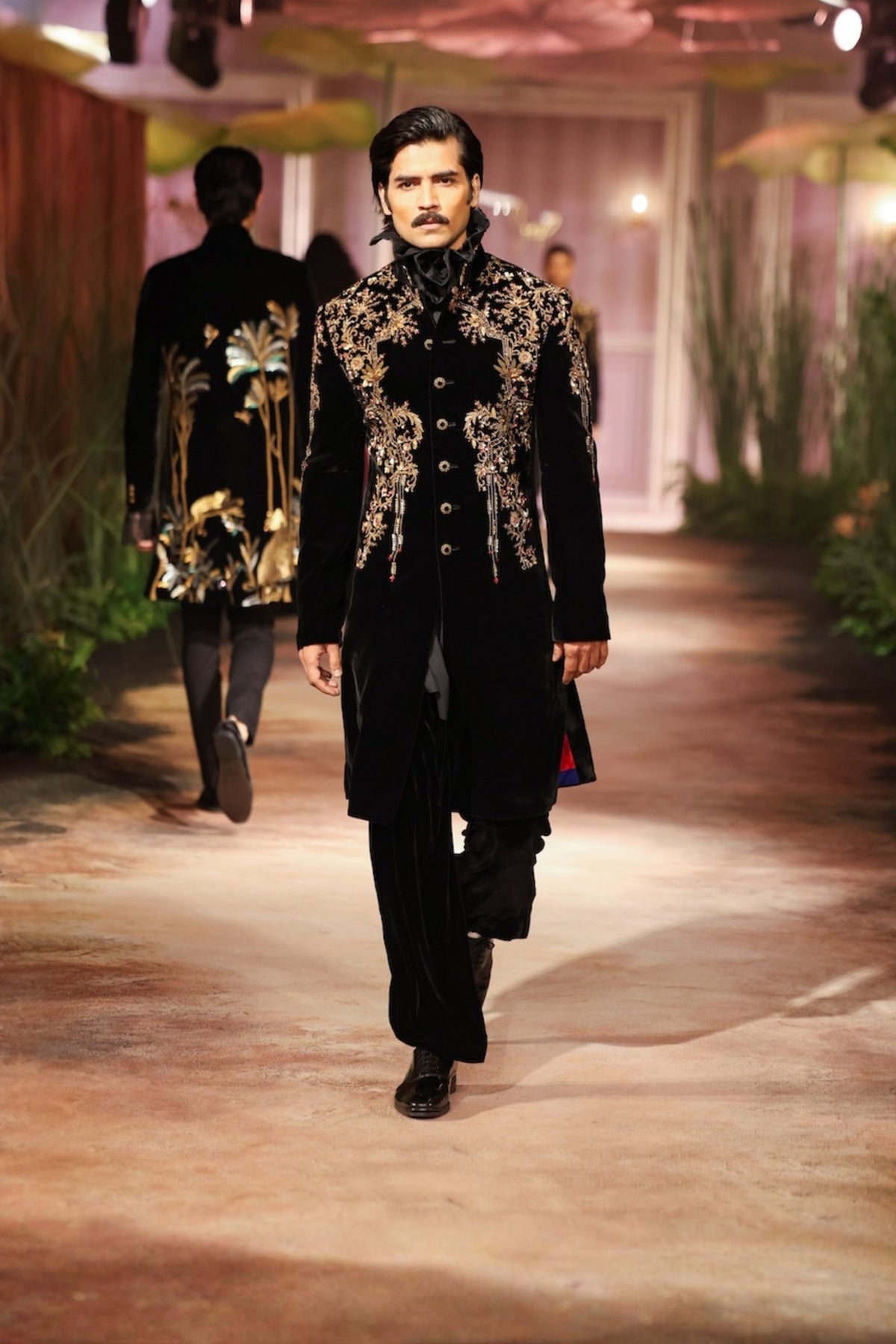Black Velvet Mens Sherwani