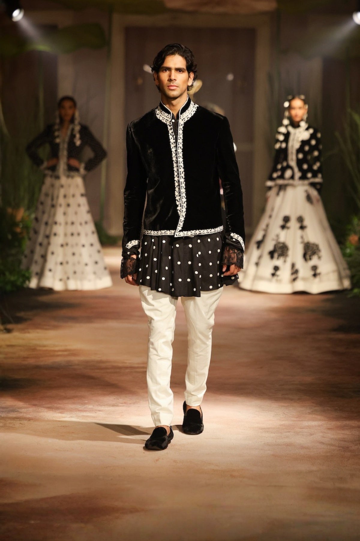 Black Velvet Mens Short Jacket Set