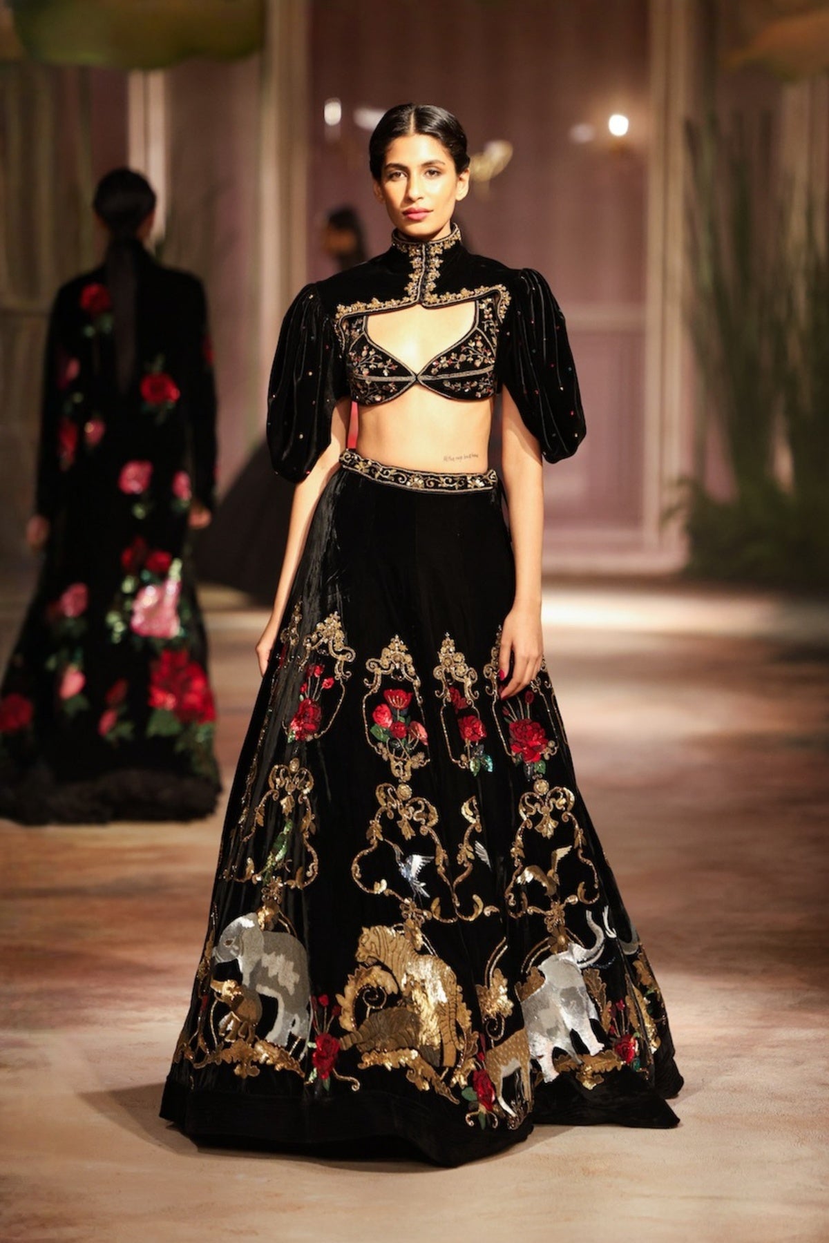 Black Velvet Skirt Set