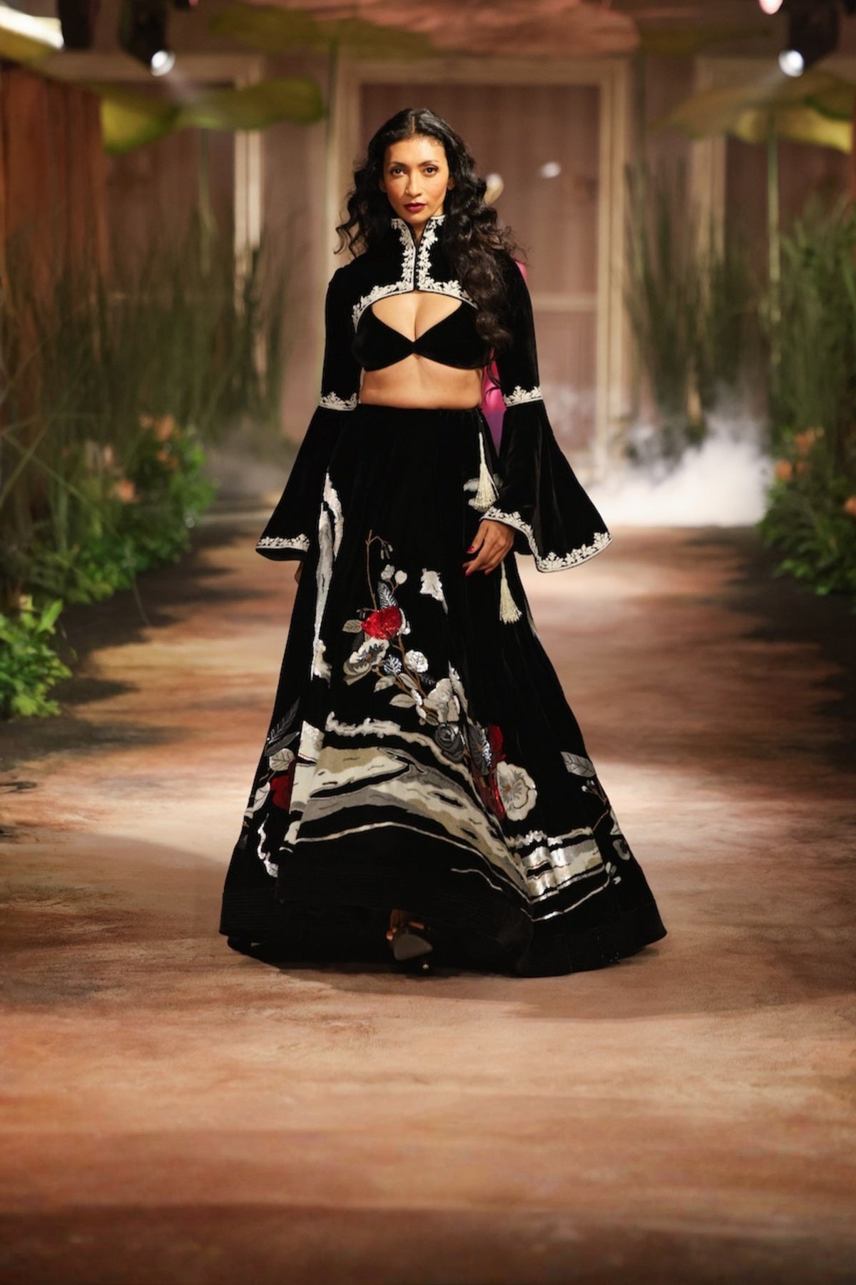 Black Velvet Skirt Set