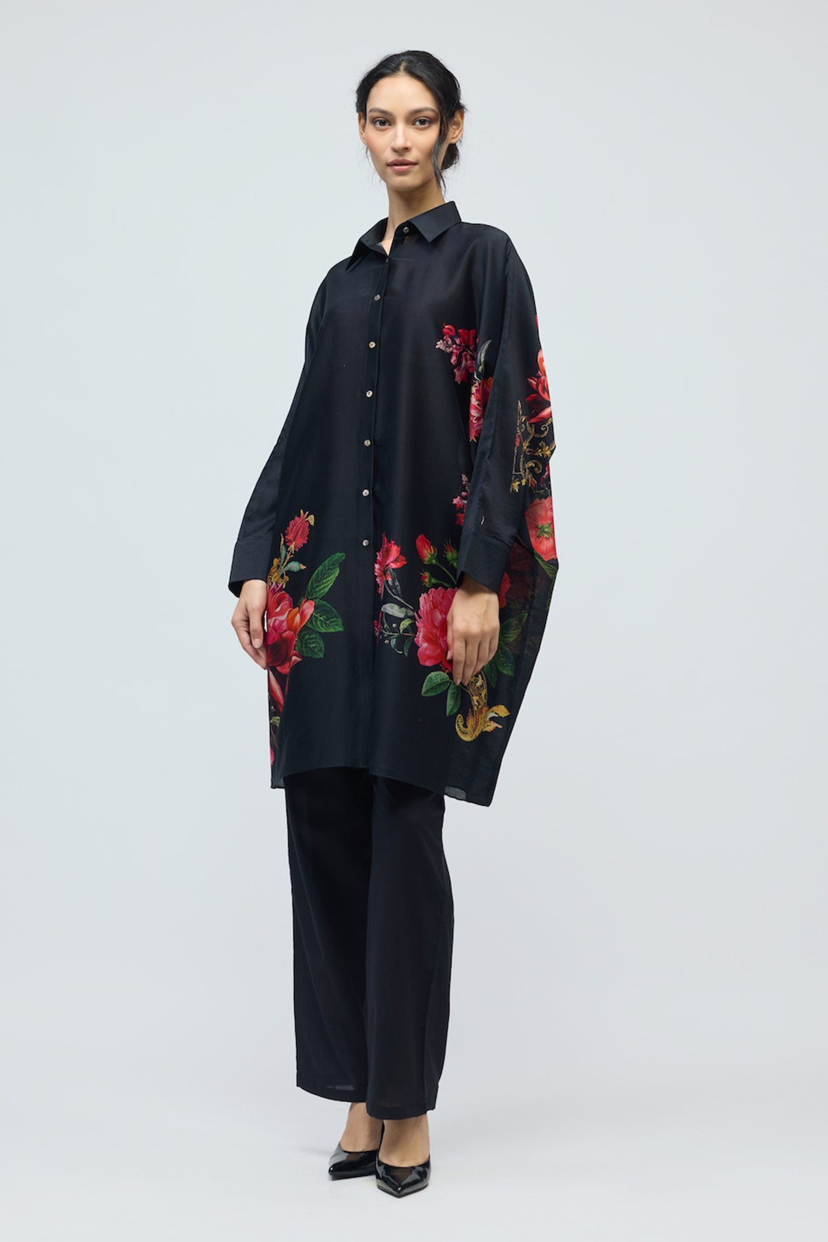 Floral printed Chanderi Tunic