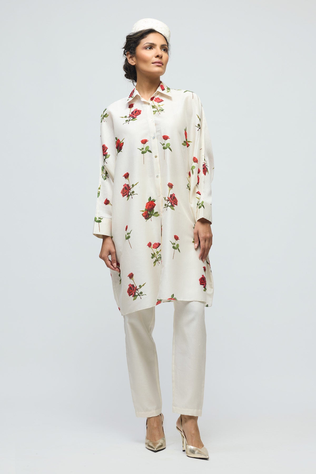 Floral printed Chanderi Tunic