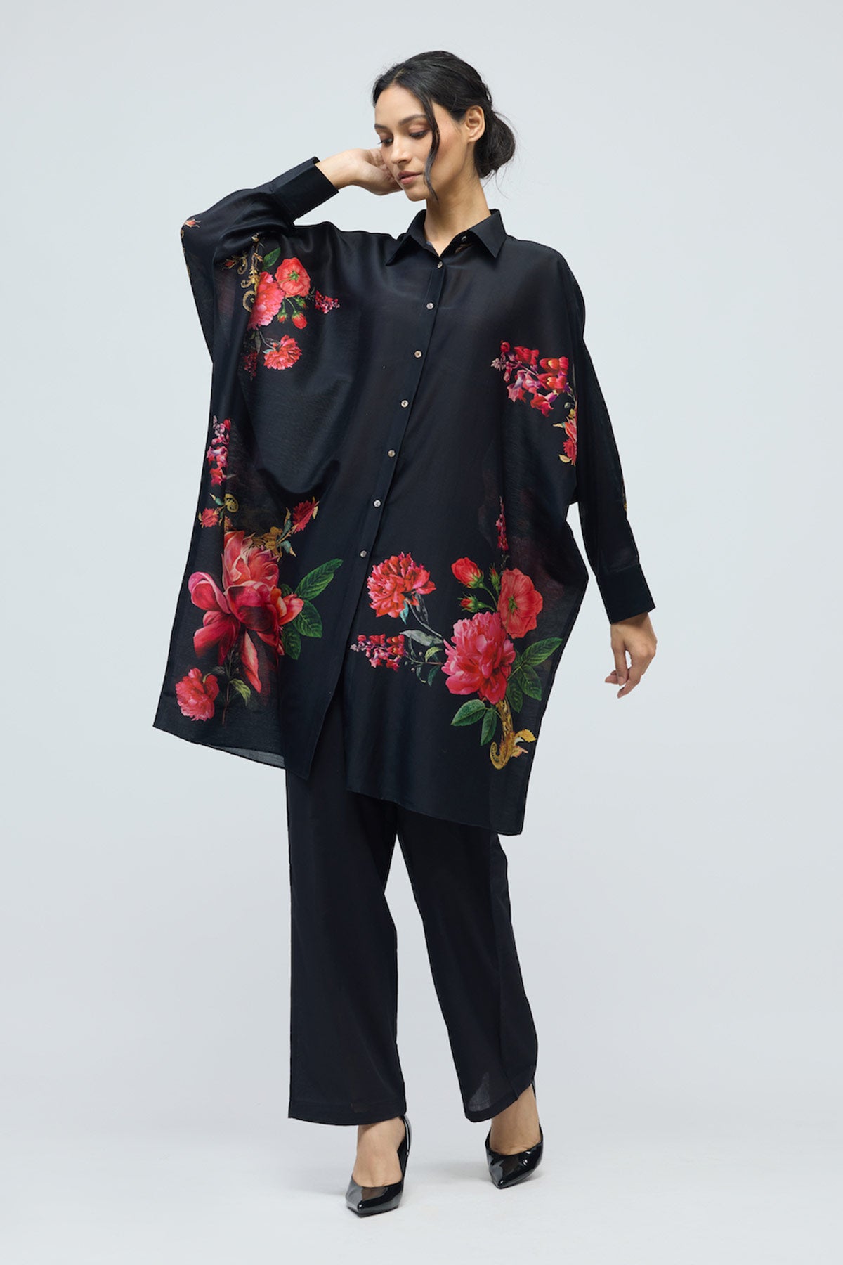 Floral printed Chanderi Tunic