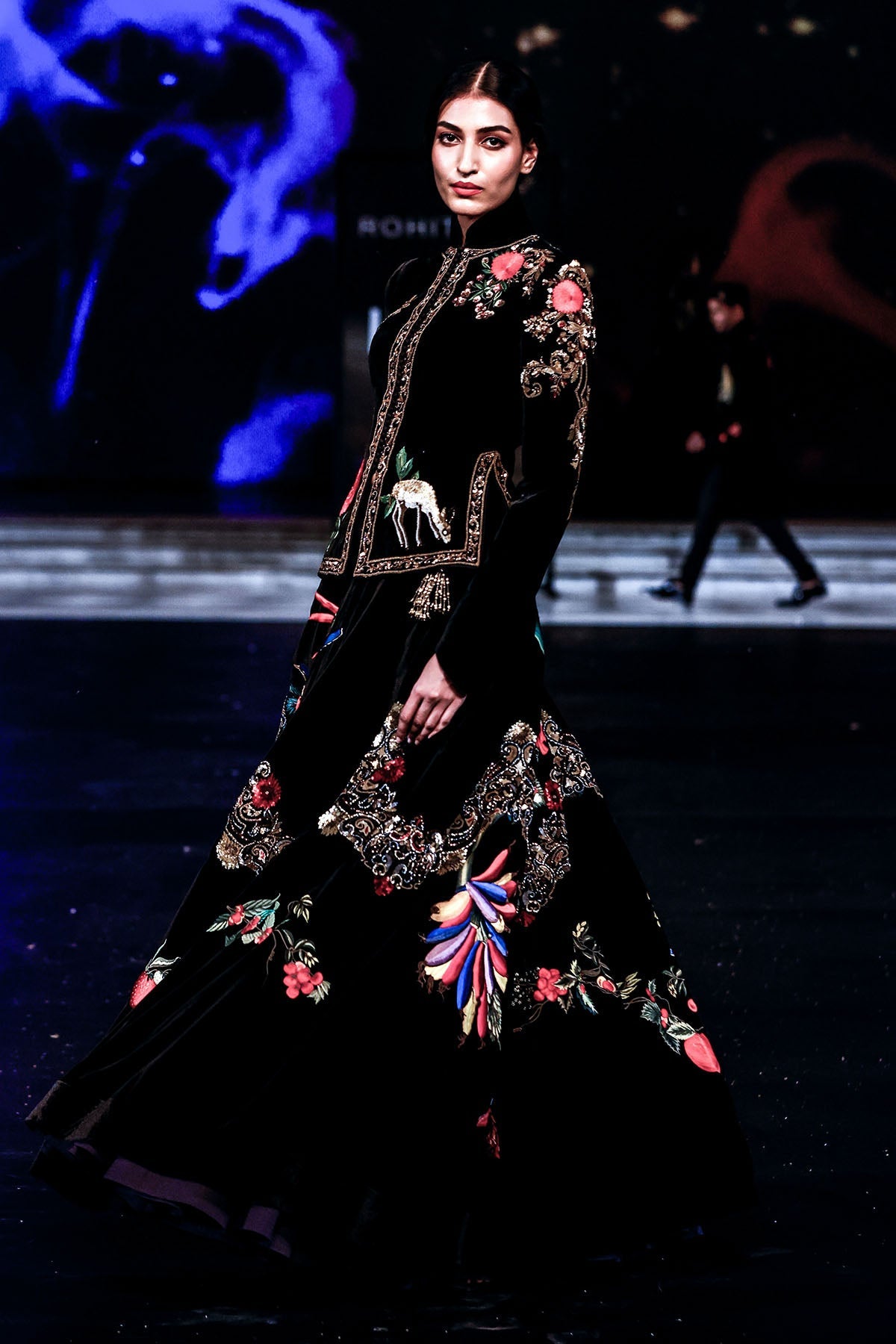 Velvet Lehenga & Jacket Set With Intricate Embroidery