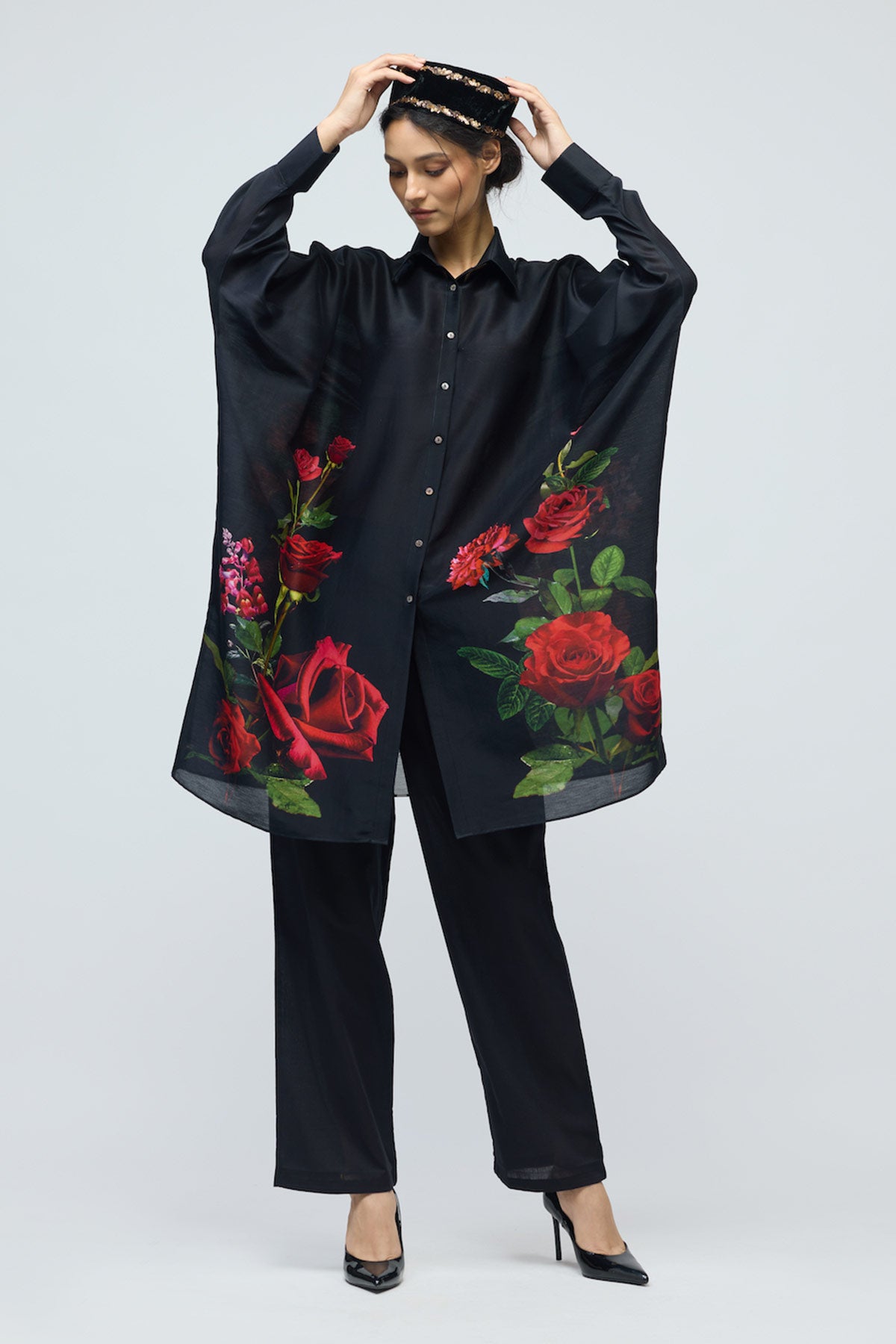 Floral printed Chanderi Tunic