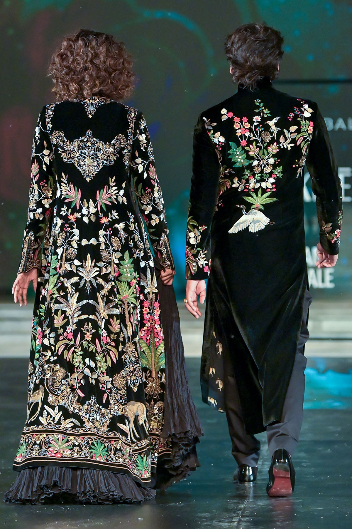 Elegant Velvet Long Jacket With Resham Embroidery