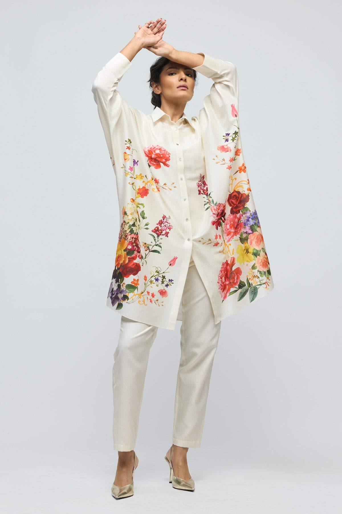 Floral printed Chanderi Tunic