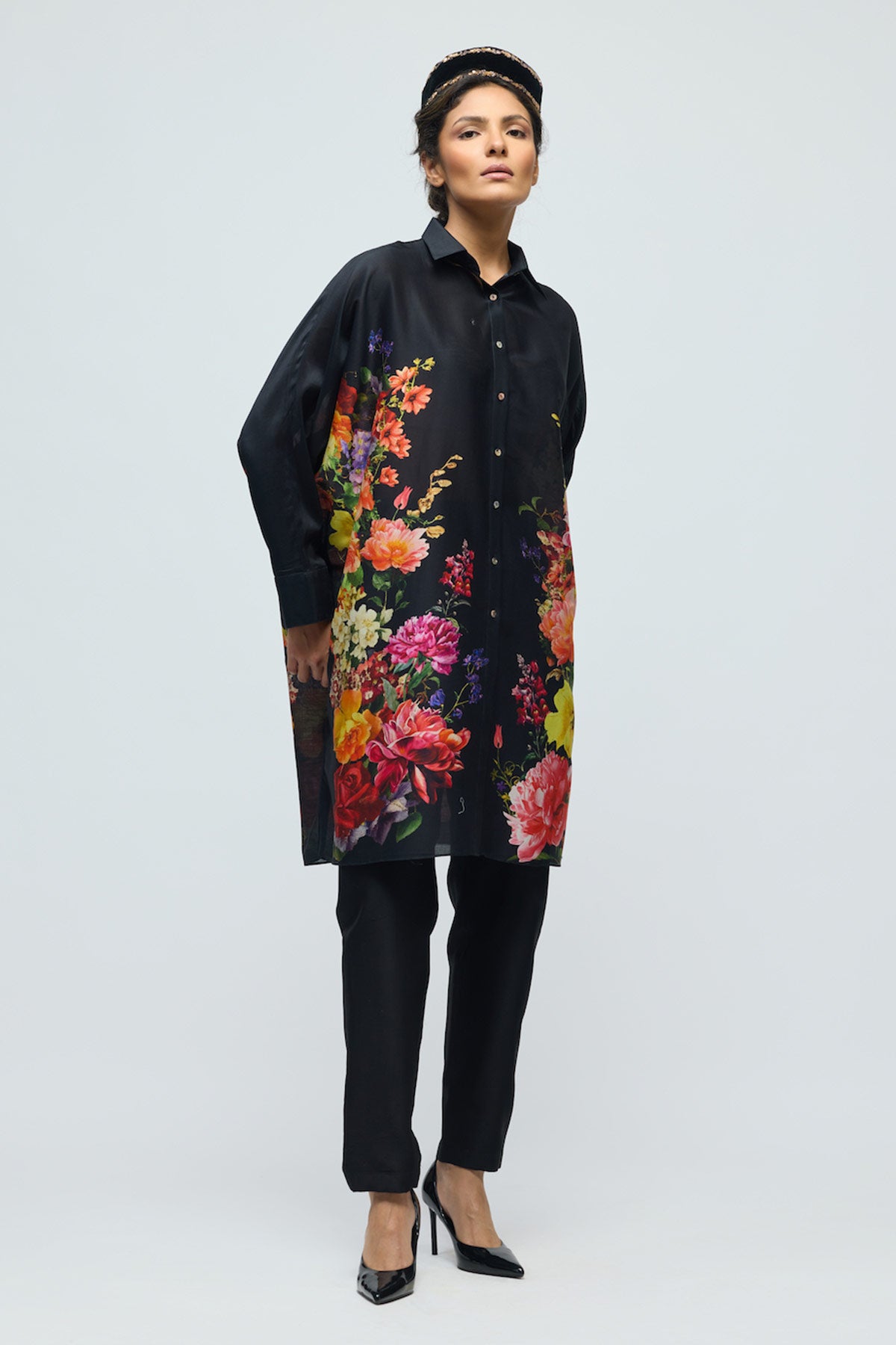 Floral printed Chanderi Tunic