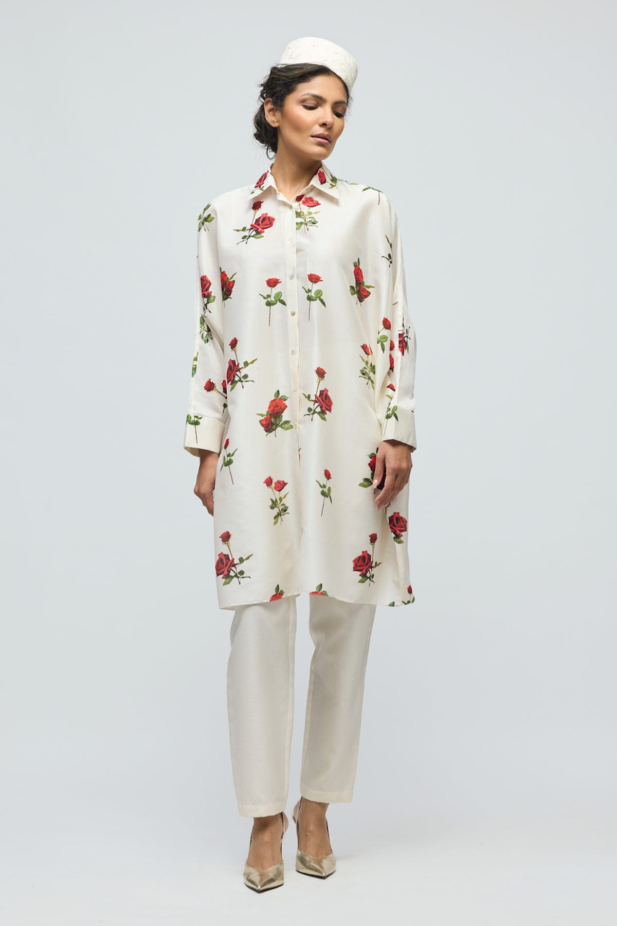 Floral printed Chanderi Tunic