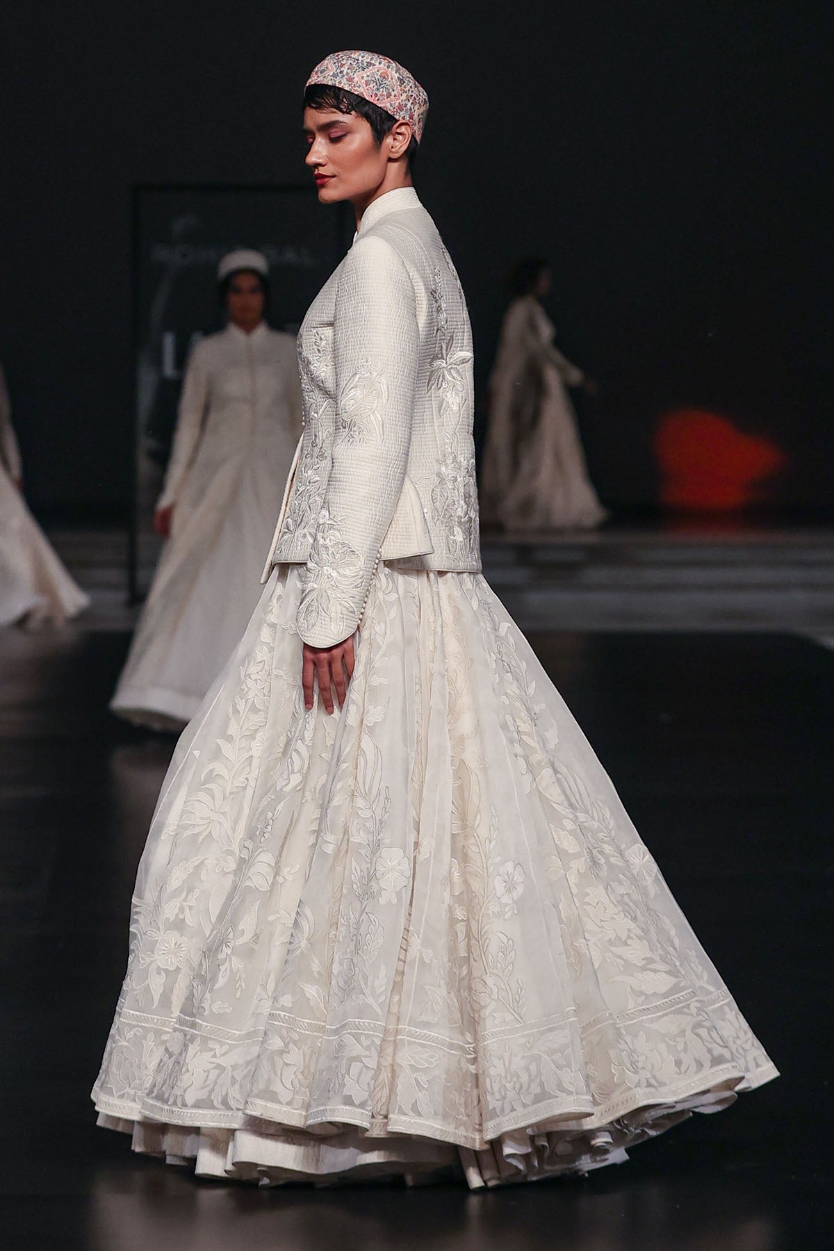 Embroidered Chanderi Anarkali Set With Short Jacket